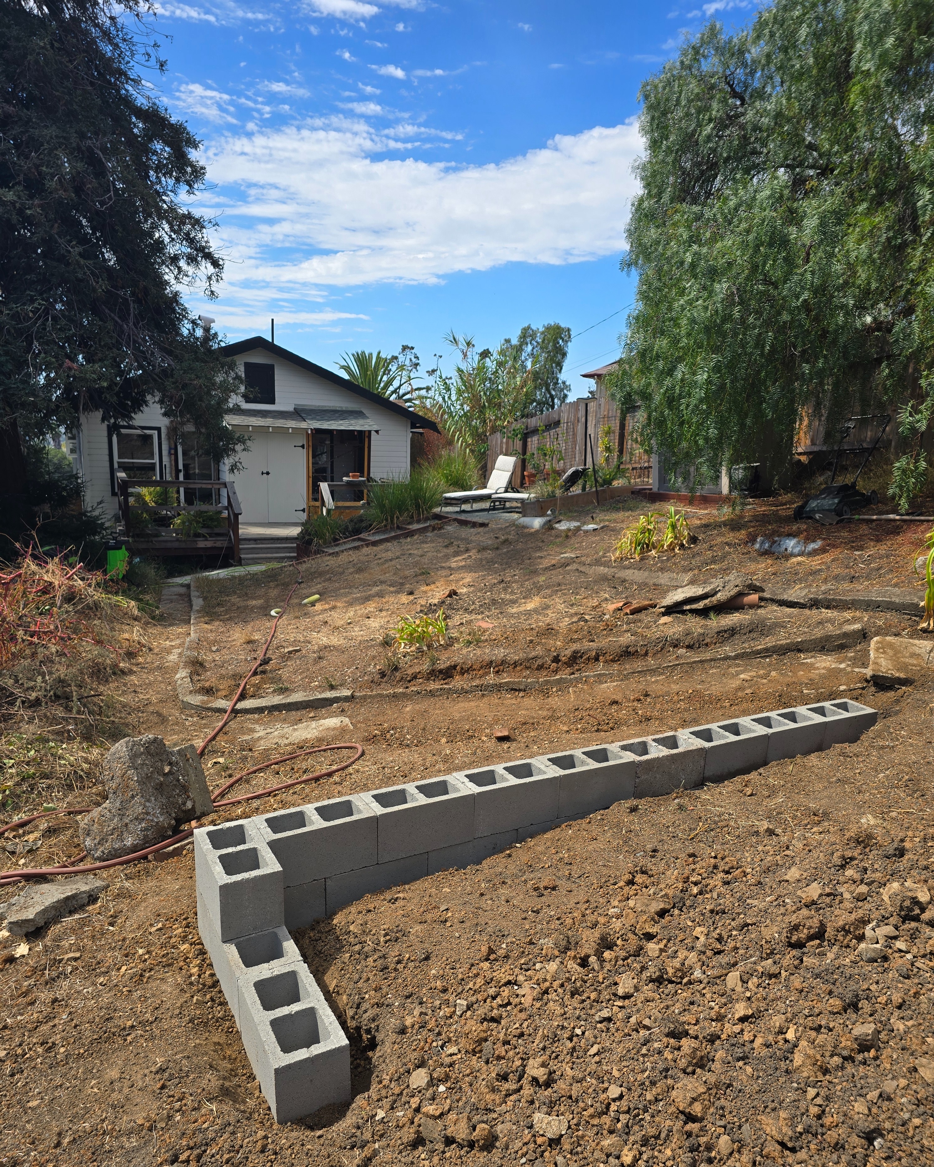 Trench dug to back corner