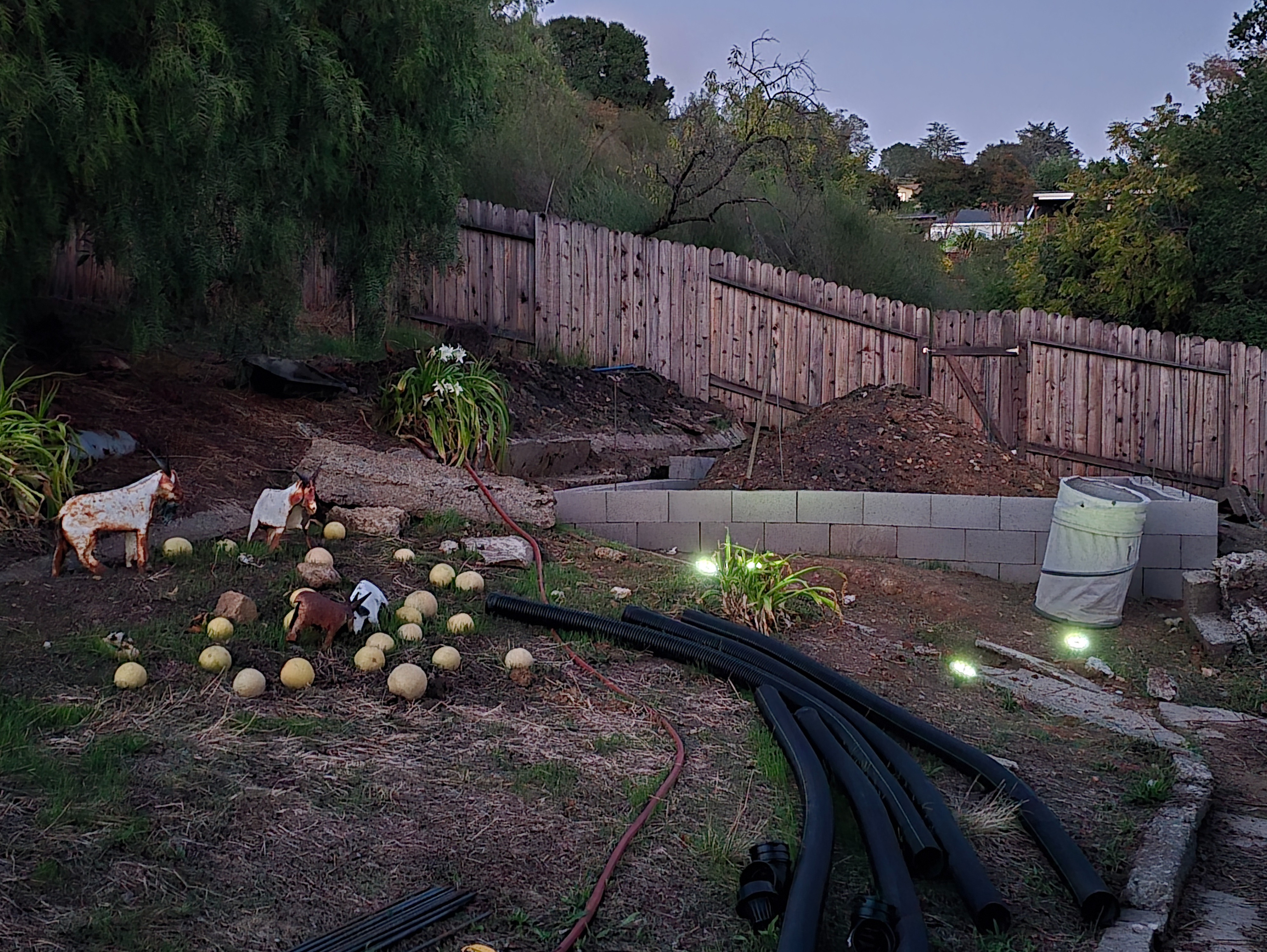 Block alignment and rebar placement progress
